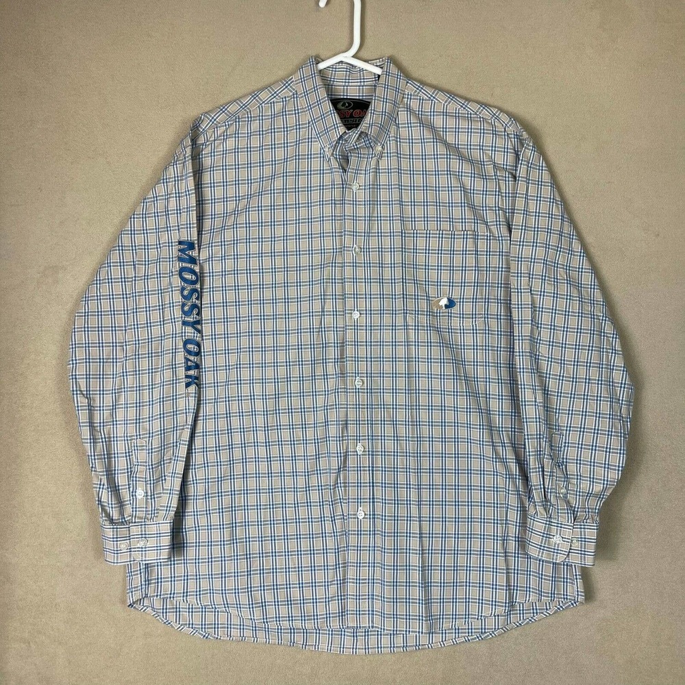 Mossy Oak Wester by Aopea‎ Shirt Adult Extra Large Brown/Blue Plaid Mens